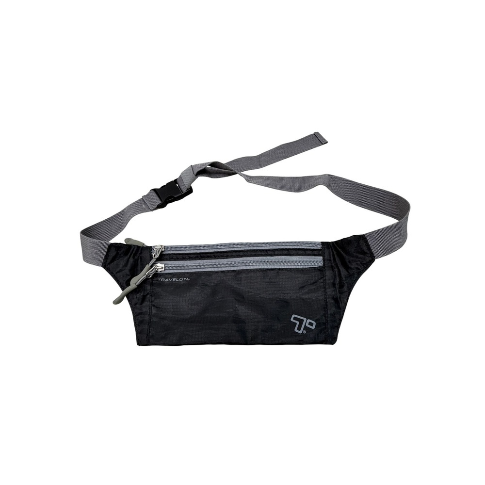 Travelon Black Ripstop Nylon Slim Travel Money Belt Bag Fanny Pack Waist Pouch